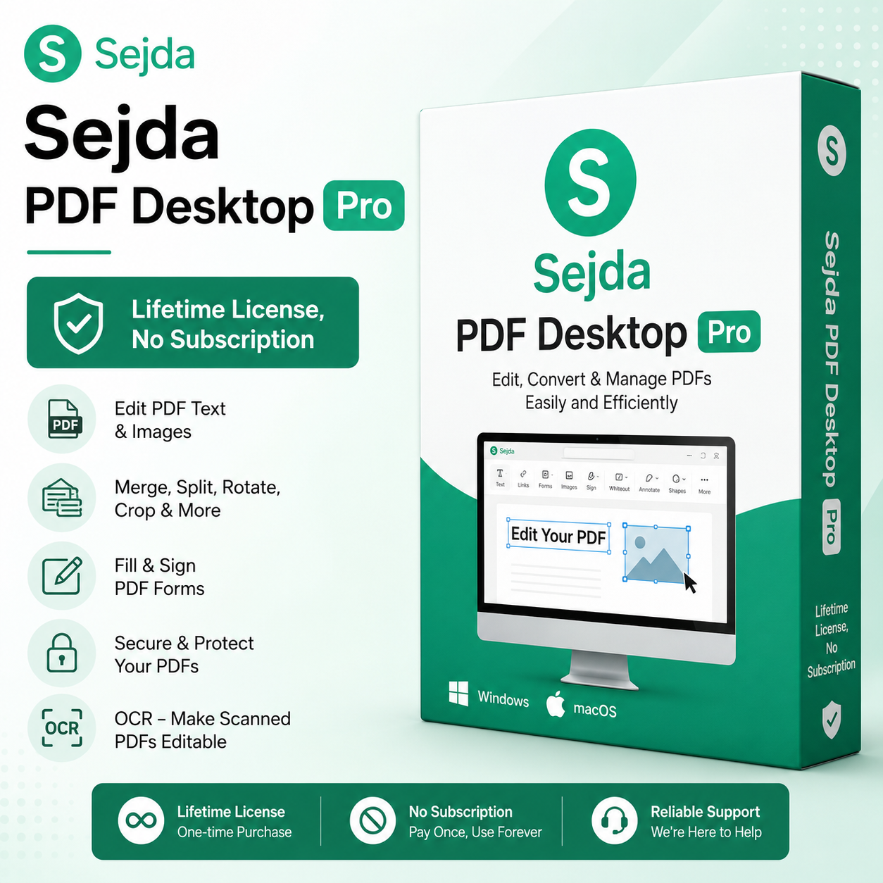 Sejda PDF Desktop Pro – Lifetime License, No Subscription