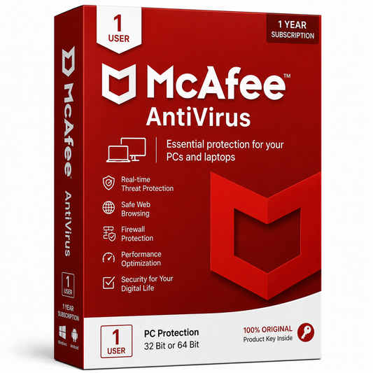McAfee Antivirus for 1 User Key Pack (32 Bit or 64 Bit) Original