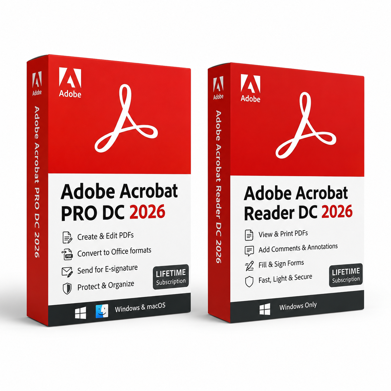 Adobe Acrobat Pro DC 2026 + Acrobat Reader DC 2026 Bundle | Lifetime License | Windows & macOS