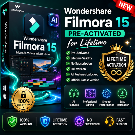 Wondershare Filmora 15 | Pre-Activated for Lifetime