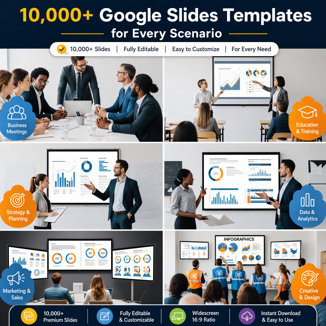 10,000+ Google Slides Templates Bundle | Editable Slides for Business, Education, Marketing | Google Slides & Microsoft PowerPoint