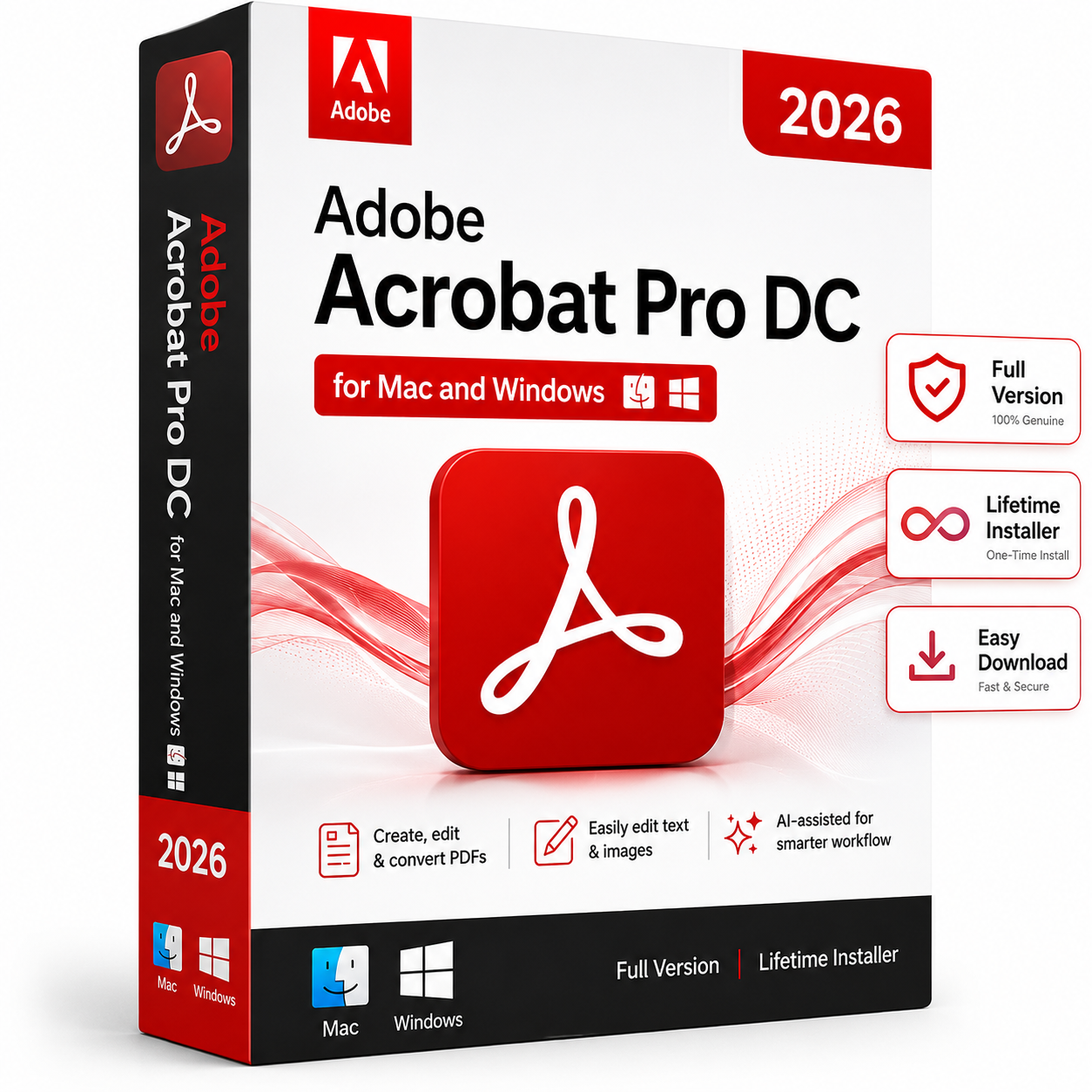 Adobe Acrobat Pro DC 2026 PDF Editor | Windows & Mac | Lifetime License