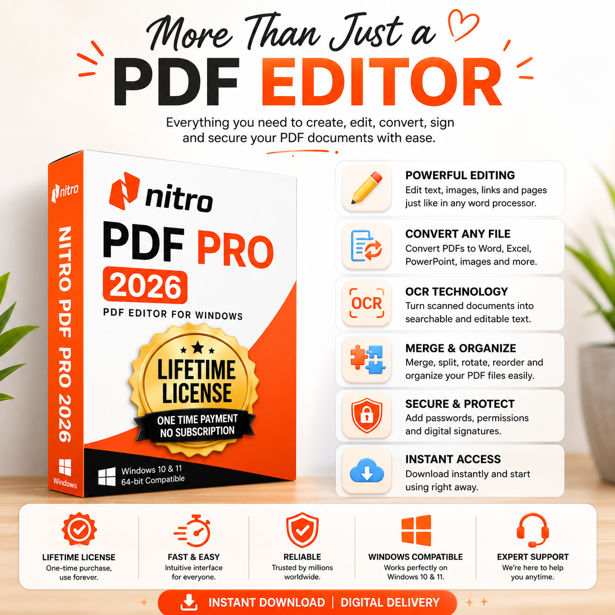 Nitro PDF Pro 2026 PDF Editor for Windows | Lifetime License