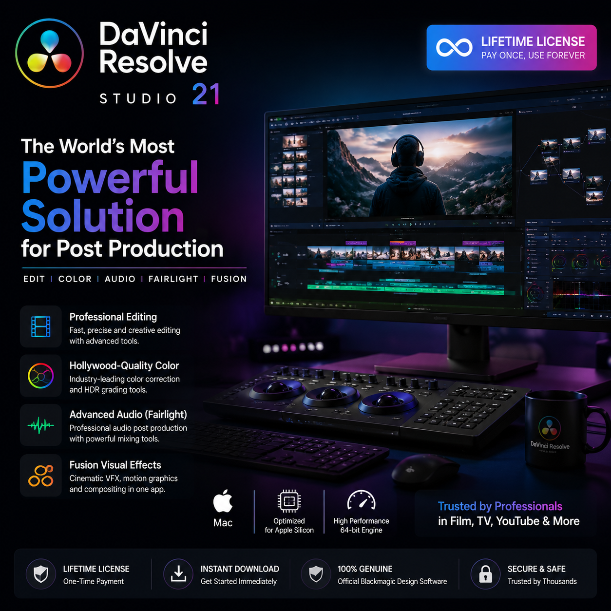 DaVinci Resolve Studio 21 – Lifetime License for Mac