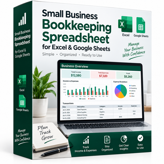 Small Business Bookkeeping Spreadsheet for Excel & Google Sheets