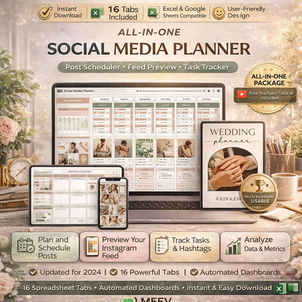 Instagram content calendar template inside social media planner