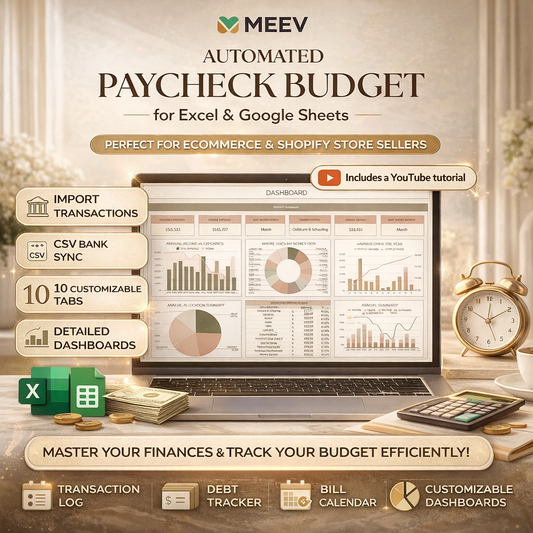 Weekly paycheck budget planner Excel template layout