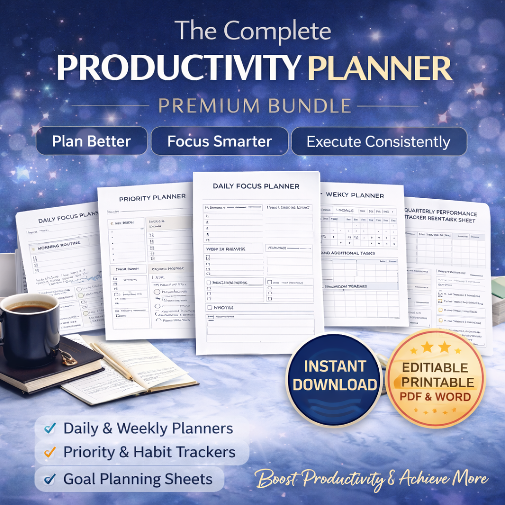Complete Productivity Planner Bundle for Focus & Goal Execution