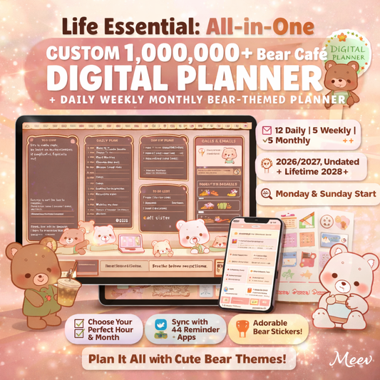 Cute Bear Digital Planner 2026–2027 iPad & Android GoodNotes Planner