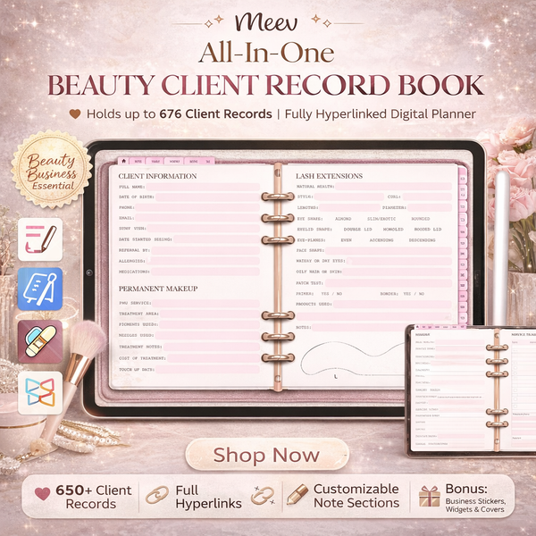 Digital Beauty Client Record Book for GoodNotes & Notability