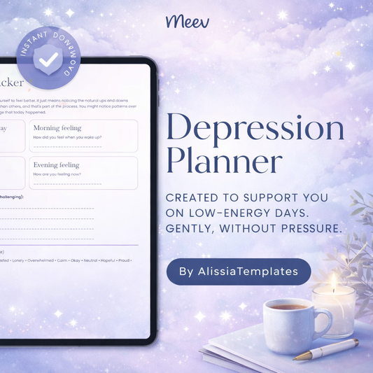 Gentle Depression Planner PDF – Mental Health & Mood Tracker