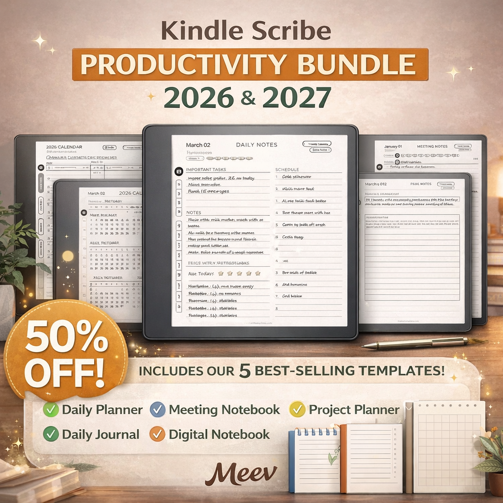 Kindle Scribe Productivity Bundle 2026–2027 Planner Templates