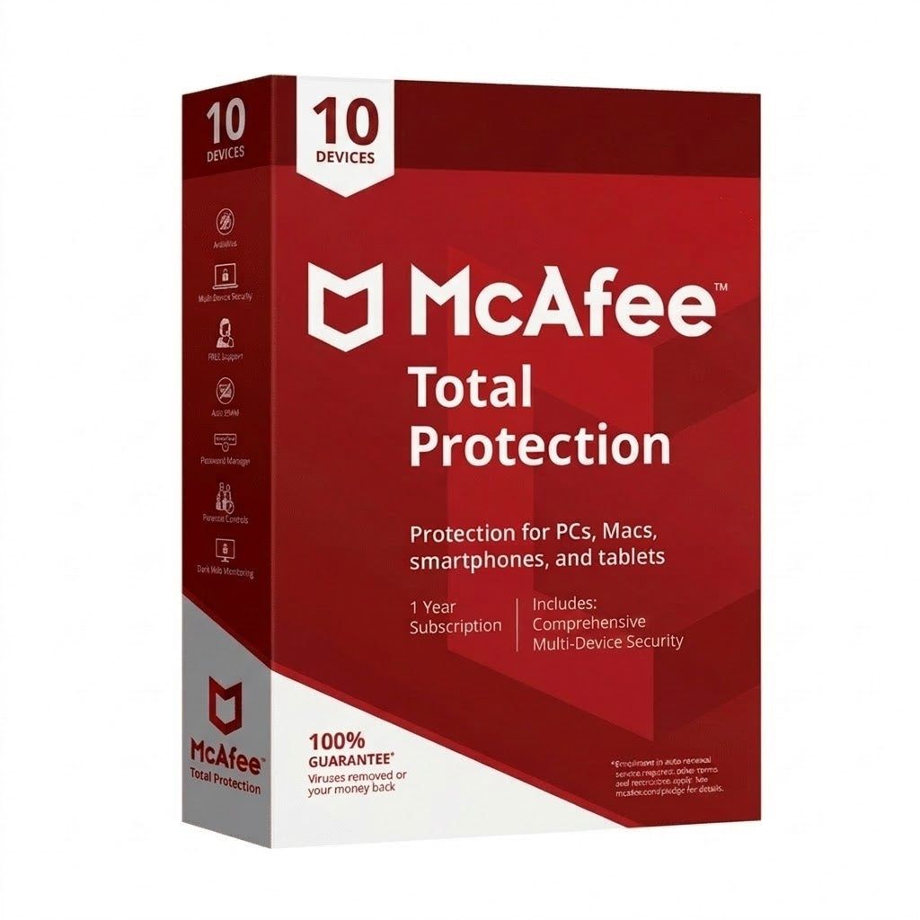 McAfee Total Protection Antivirus 2026 | 1 Year Subscription, 10 Devices