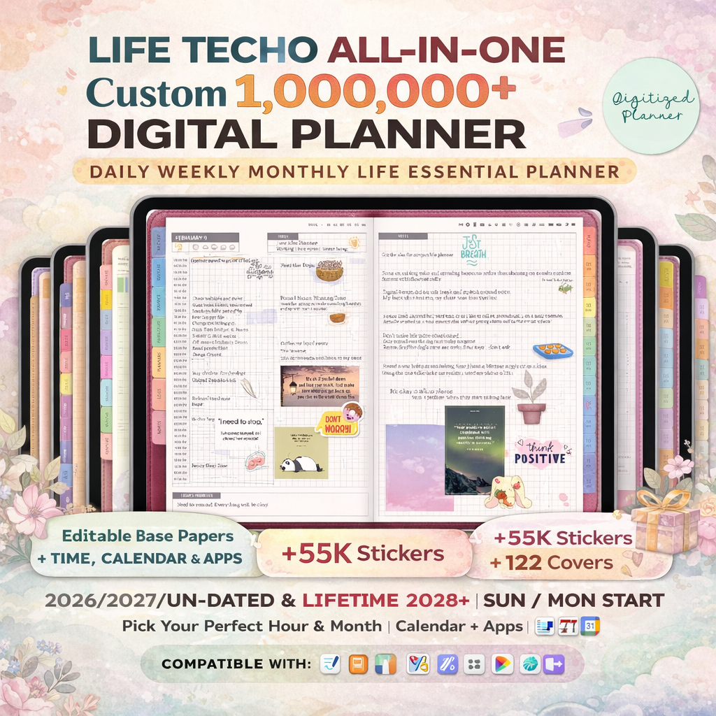 Minimalist Digital Planner 2026 2027 Undated | All-in-One Planner PDF ...
