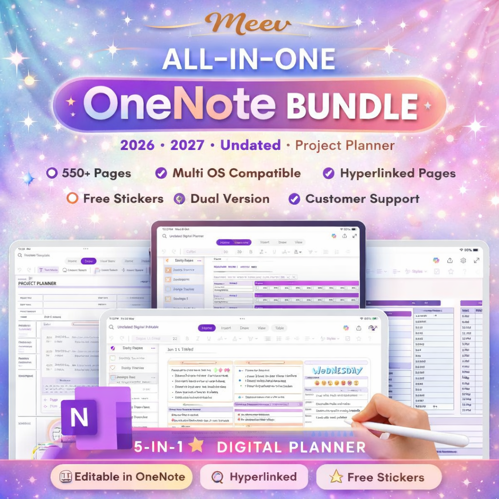 OneNote Digital Planner Bundle 2026–2027 + Undated Planner & Project Manager