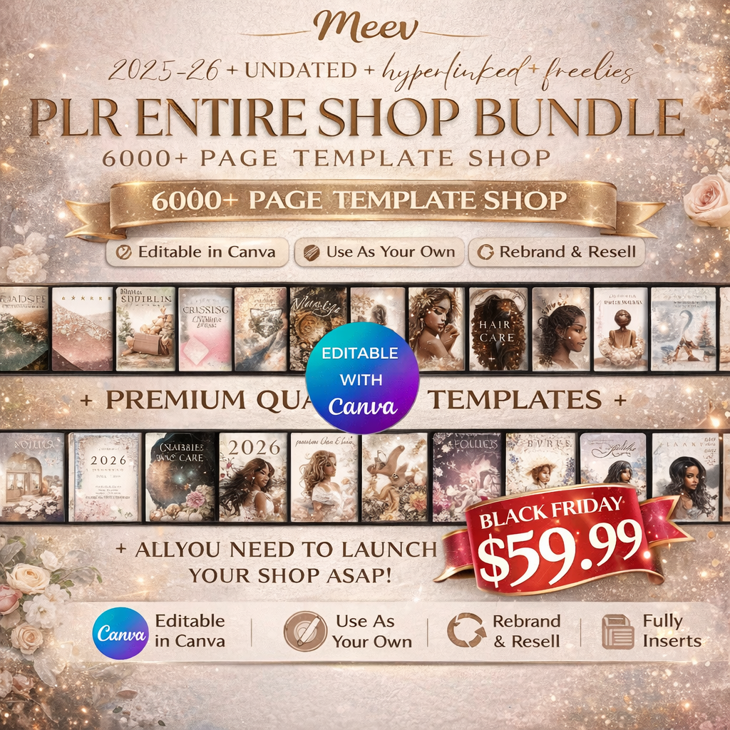 PLR Digital Planner Bundle for Resale | 80+ Editable Canva Planners & Journals with Commercial Use
