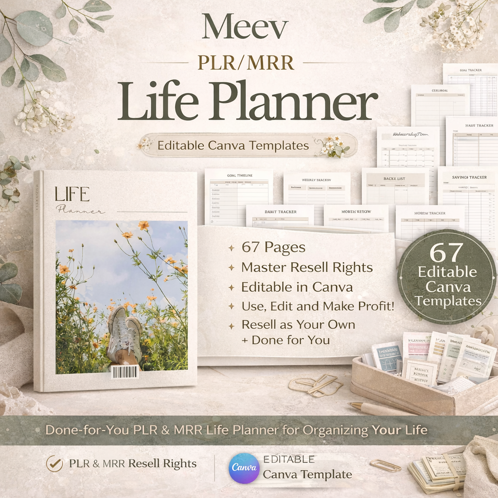 PLR Life Planner Canva Templates with Master Resell Rights Bundle