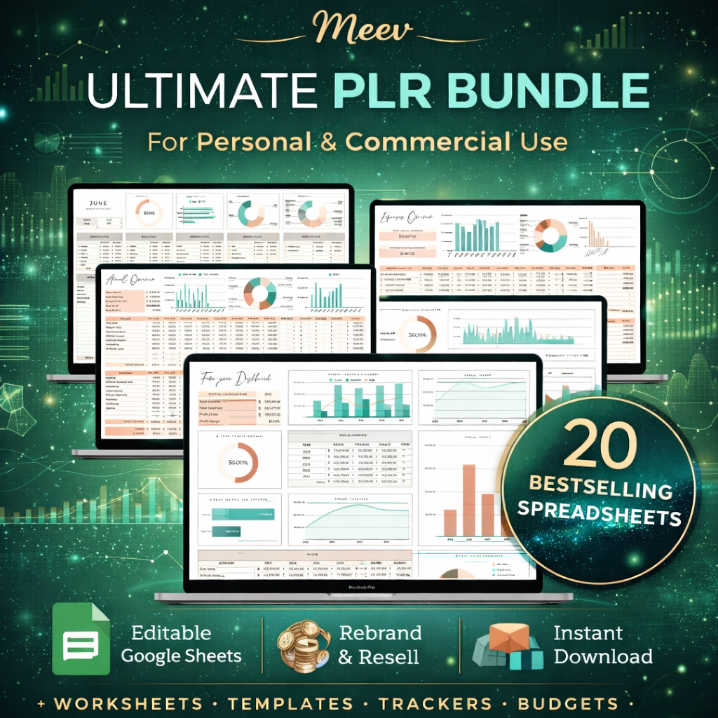 PLR Spreadsheet Templates Bundle for Google Sheets – 20 Resell Templates