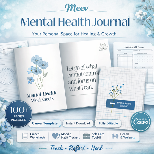 Printable Mental Health Journal & Wellness Planner with Trackers