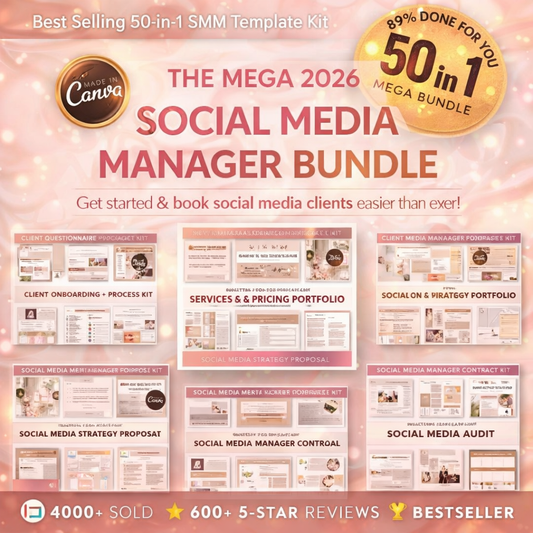 Social Media Manager Starter Kit 2026 – 300+ Page Canva Business Templates