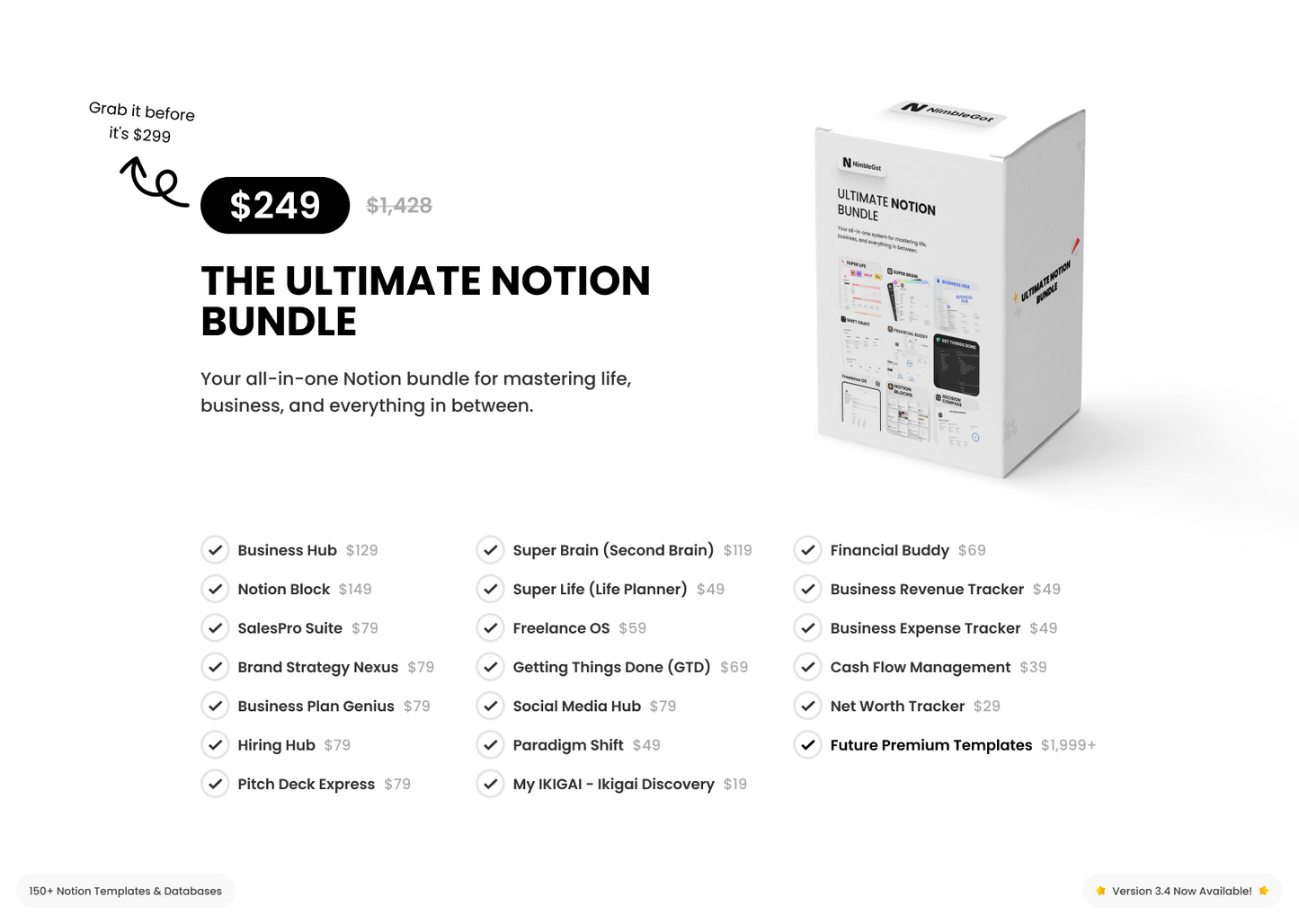 Ultimate Notion Templates Bundle 2026 – Life, Business & Second Brain OS