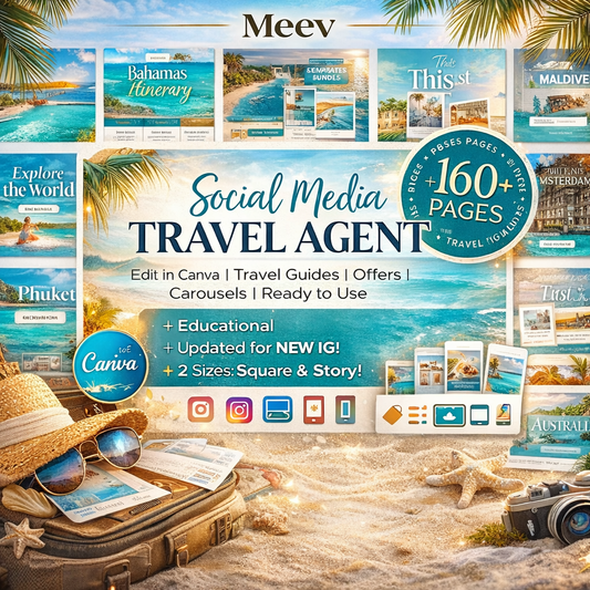 Travel Agent Social Media Templates Bundle – 160+ Canva Travel Posts