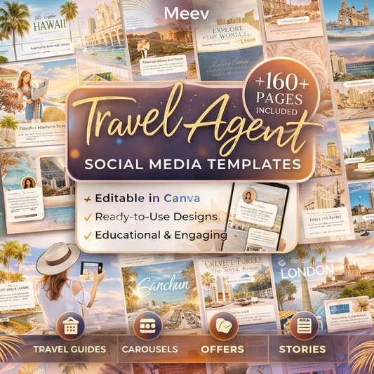 Travel Agent Social Media Templates Bundle – 163 Canva Travel Posts