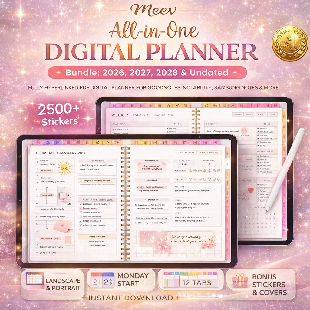 Ultimate 2026–2028 Digital Planner Bundle with Stickers & Templates