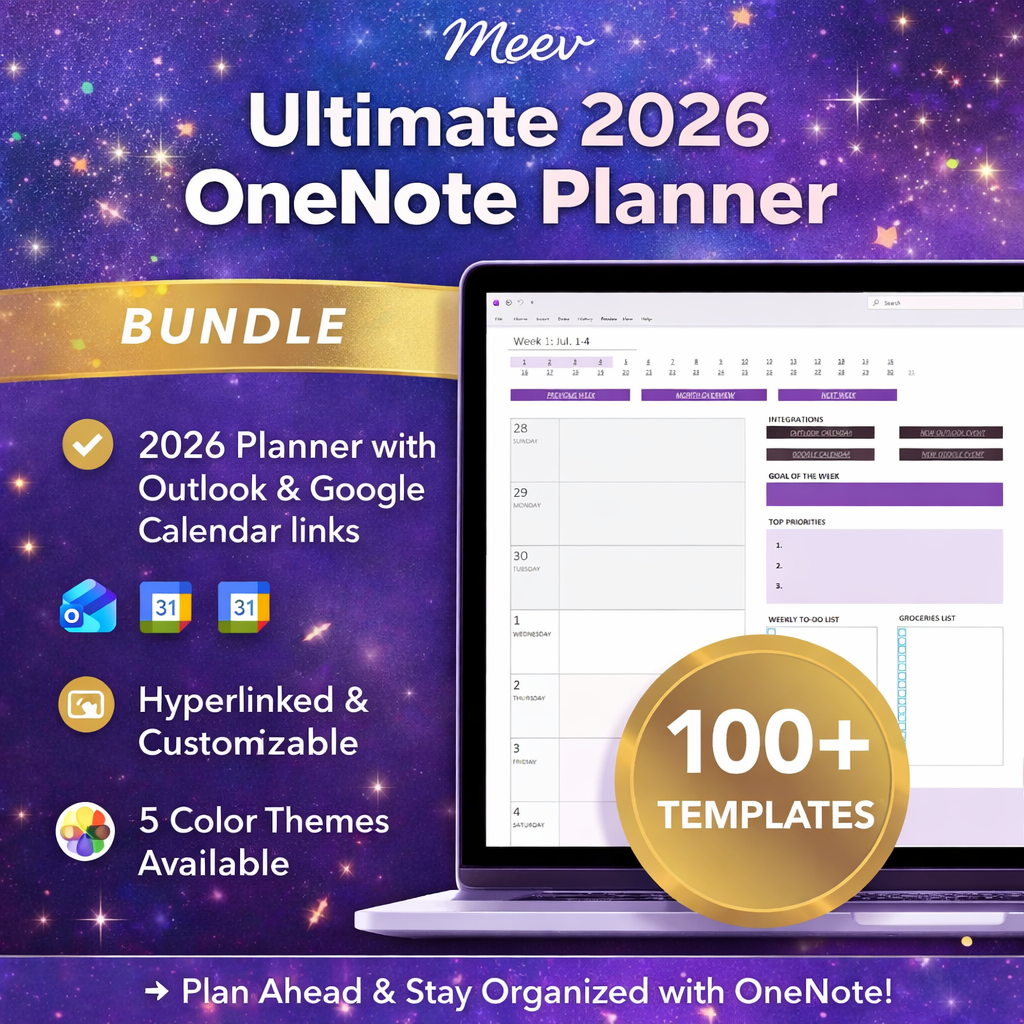 Ultimate 2026 OneNote Digital Planner Bundle with 100+ Templates
