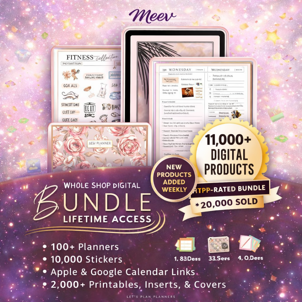 Ultimate Digital Planner Bundle 1100+ Templates, Stickers & Tools