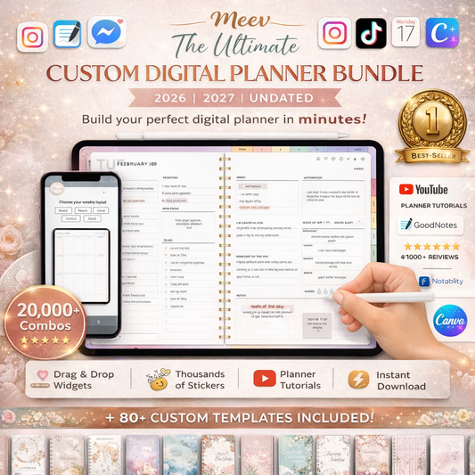 Ultimate Digital Planner Bundle 2026–2027 | Custom Planner Builder + 2000+ Stickers