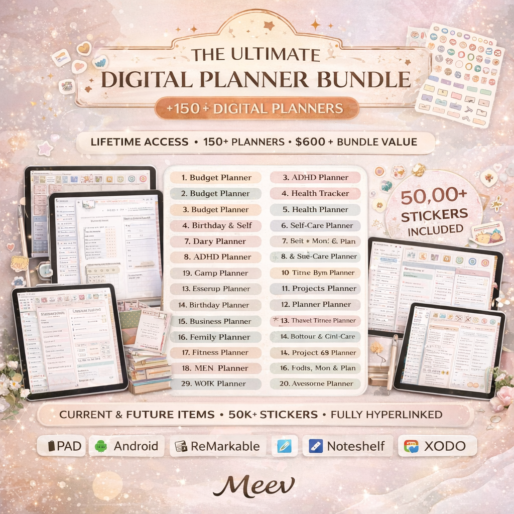Ultimate Digital Planner Bundle for iPad & GoodNotes (150+ Templates)