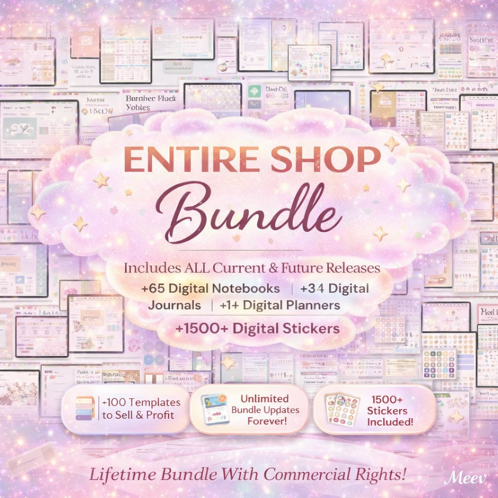 Ultimate Digital Planner Bundle with Hyperlinked Notebooks & 1500+ Stickers