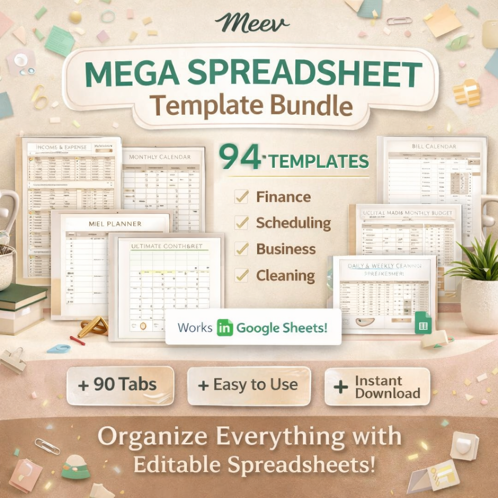 Ultimate Digital Planner Spreadsheet Bundle for Productivity & Finance