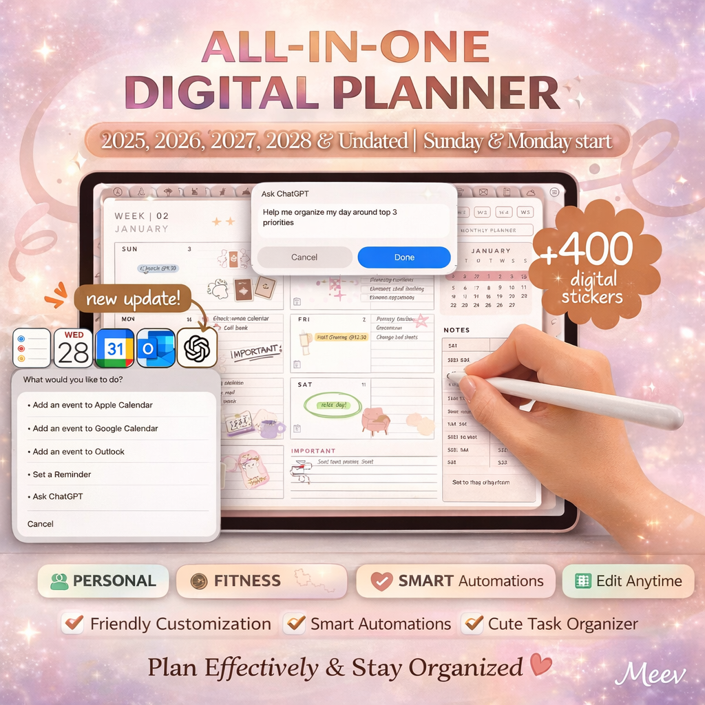 Ultimate Digital Planner for iPad & Android | Hyperlinked 2025–2028 + Undated