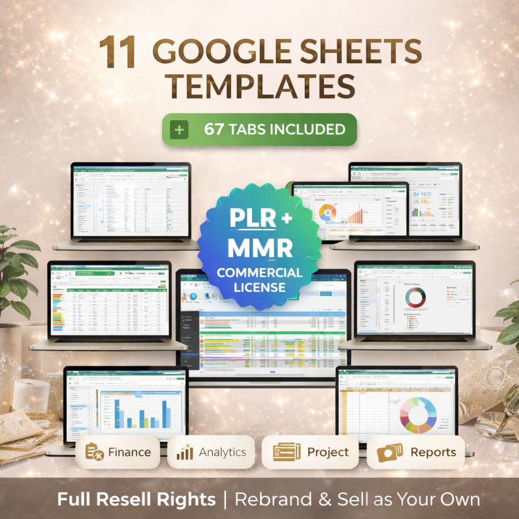 Ultimate Google Sheets Planner Bundle (11-in-1) with PLR & MRR Rights