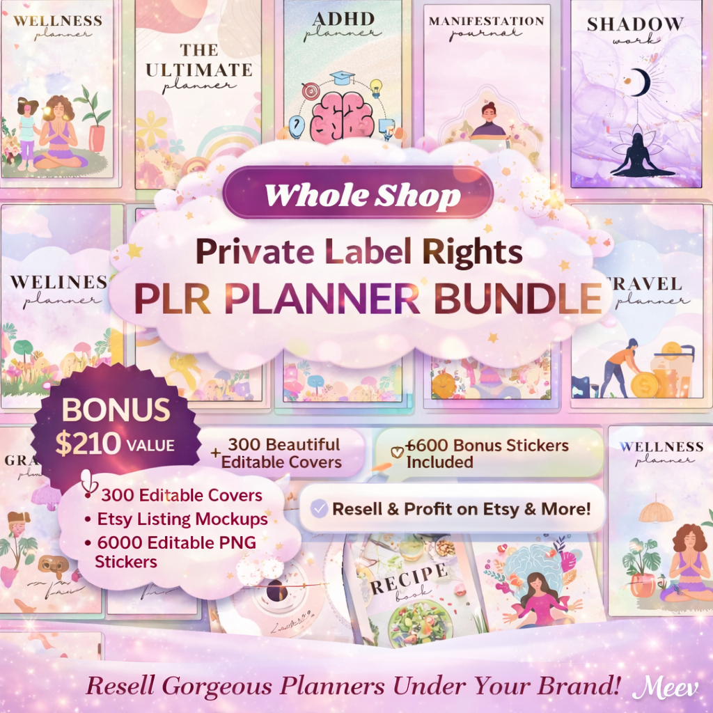 Ultimate PLR Digital Planner Bundle – 12-in-1 Hyperlinked Canva Templates