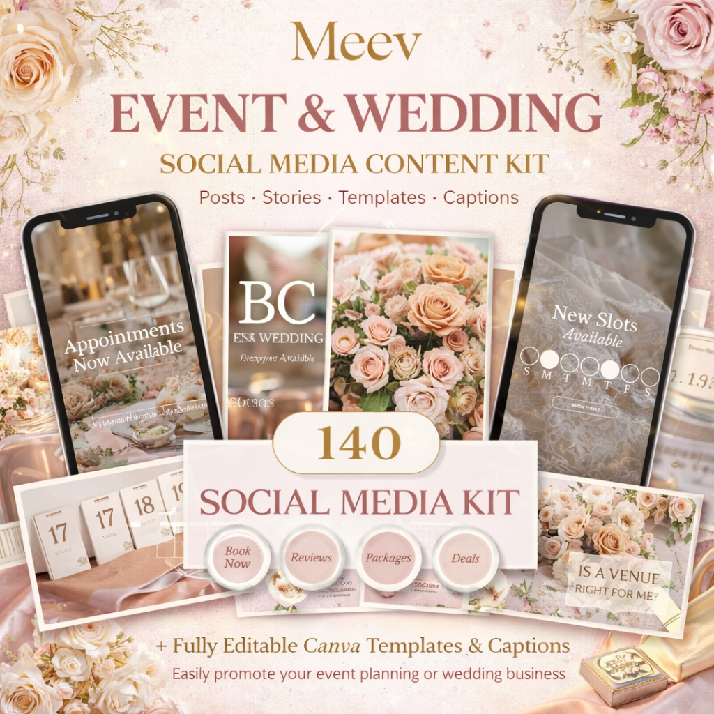 Wedding Planner Instagram Templates for Canva – 40 Posts + 40 Stories Kit