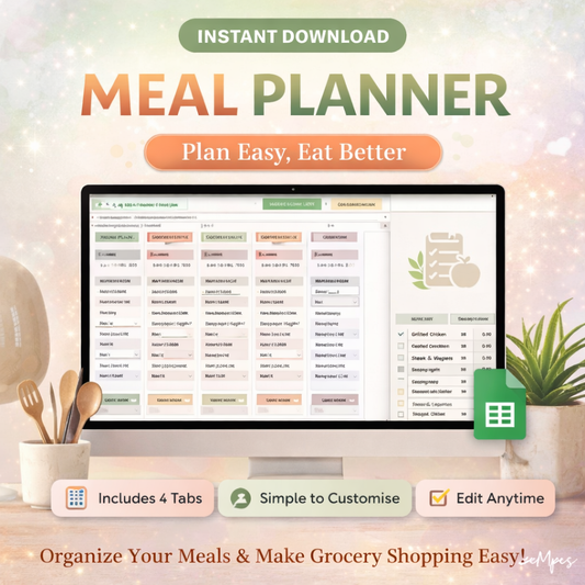 Weekly Meal Planner Google Sheets Template with Grocery List
