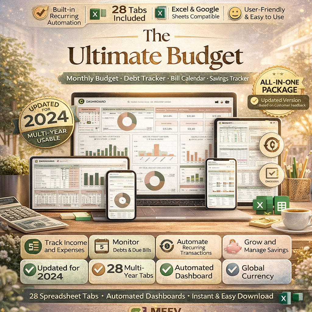Annual budget spreadsheet with automated financial summary