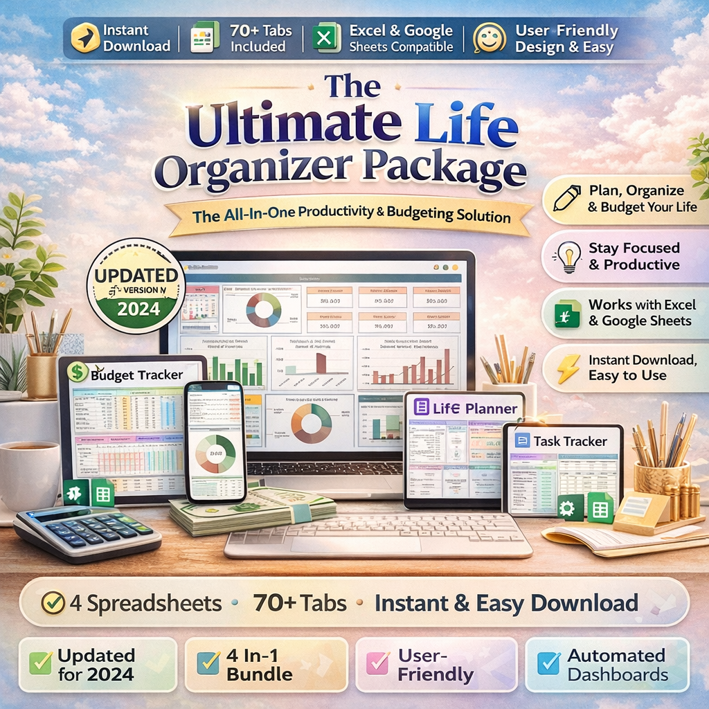 Digital life planner monthly and weekly calendar layout