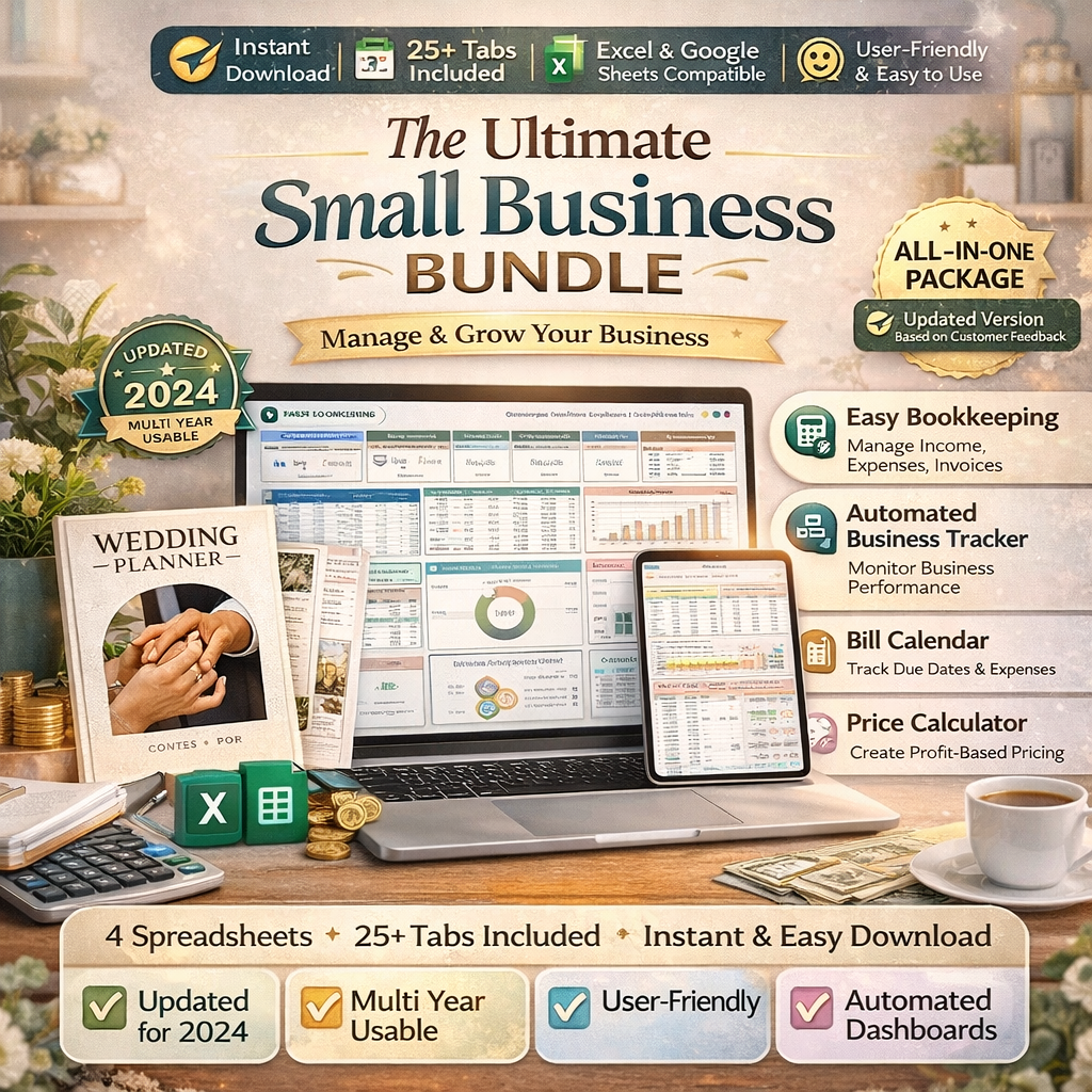 Ultimate Small Business Bundle dashboard overview in Google Sheets