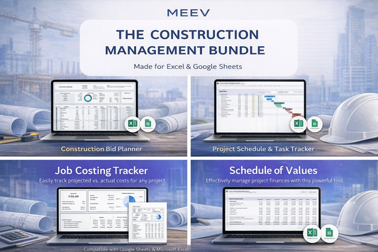 Construction Template Bundle – 4-in-1 Excel & Google Sheets Project Management, Job Costing & SOV Toolkit for Contractors