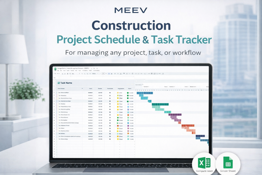 Construction Project Tracker Excel & Google Sheets Template – Gantt Chart, Kanban Board & Calendar Scheduler for Contractors