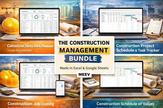 Construction Template Bundle – 4-in-1 Excel & Google Sheets Toolkit for Bids, Job Costing, Project Tracking & Schedule of Values