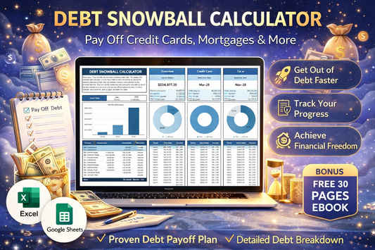 Debt Snowball Calculator Spreadsheet for Google Sheets & Excel | Debt Tracker & Debt Payoff Planner for Student Loans, Mortgage & Credit Cards
