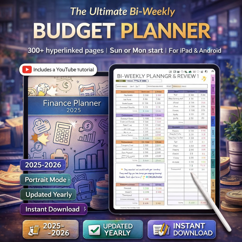 Ultimate Goodnotes Budget Planner 2025–2026 | Digital Bi-Weekly & Monthly Finance Planner for iPad (Goodnotes & Notability)