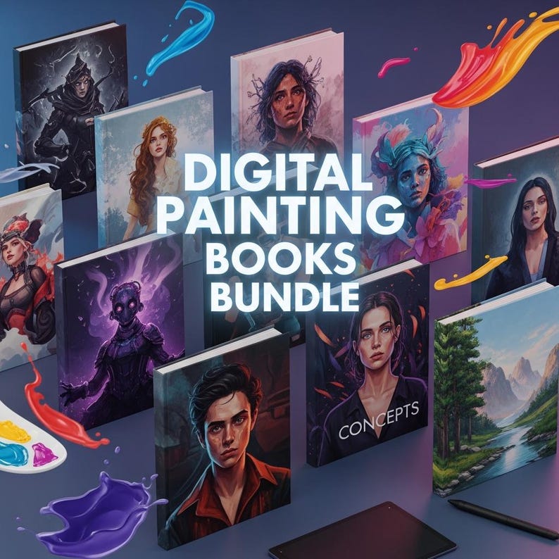 Cover of the Digital Painting Books Bundle eBook library