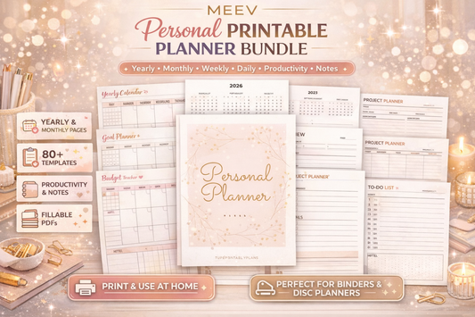 Minimal Personal Planner Bundle Printable & Digital PDF – Daily Weekly Monthly Goal Planner for iPad, GoodNotes, Notability, A4 A5 Letter Sizes