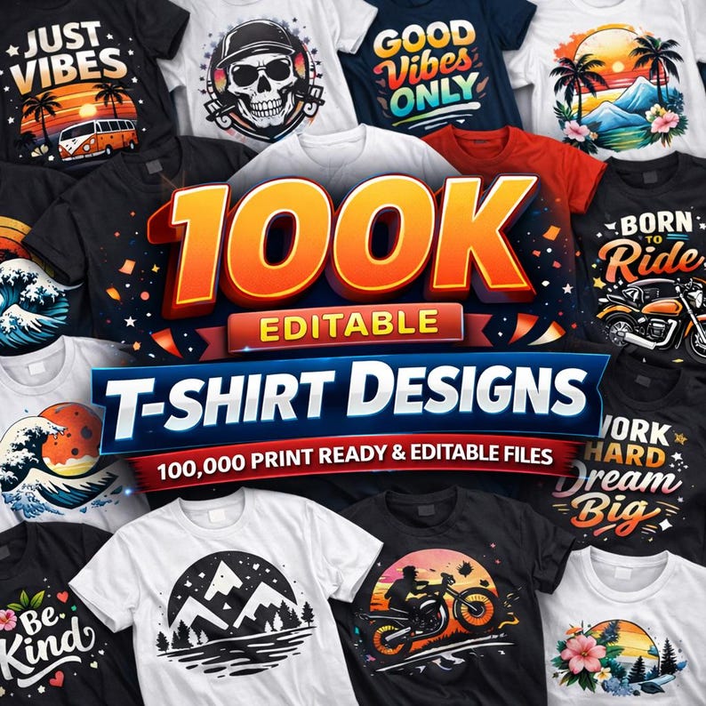 Editable T-shirt design bundle for Print-On-Demand sellers